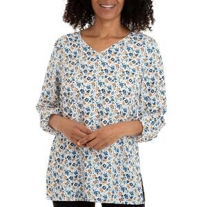 NWT Mario Serrani Women's Floral Print V-Neck Tunic Blouse